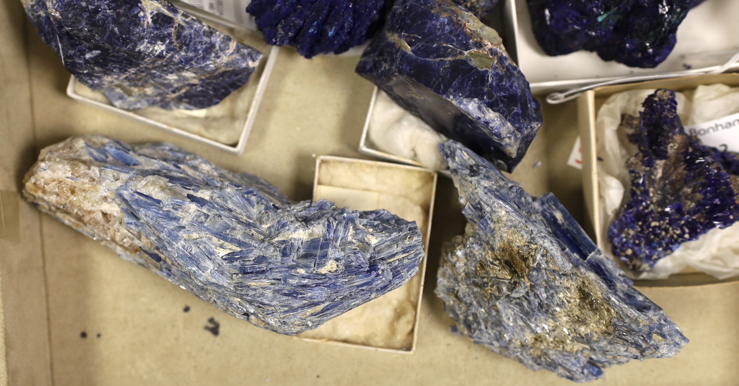 An Azurite with malachite specimen and seven other minerals (8)